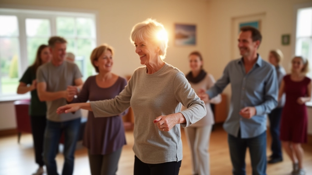 Mature adults enjoying bachata class together