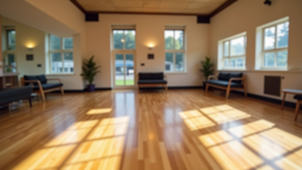 Dance studio with sprung wooden floor, full-length mirrors, good lighting, and comfortable seating areas for observation