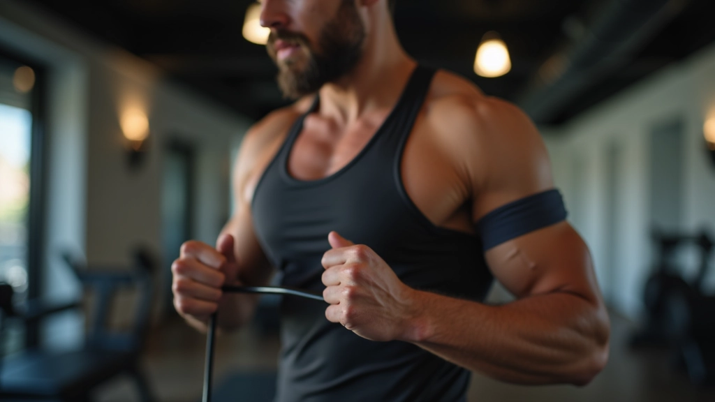 Man in his 50s checking pulse and heart rate while resting after dancing, fitness tracker on wrist
